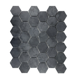 Black Marquina Marble Honed 2" Hexagon Mosaic Tile