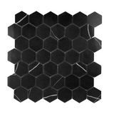 Black Marquina Marble Polished 2" Hexagon Mosaic Tile