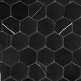 Black Marquina Marble Polished 2" Hexagon Mosaic Tile