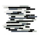 Black & Gray Random Strip Mix Glass Mosaic Tile