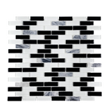 Black & White Linear Glass Mosaic Tile