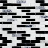 Black & White Linear Glass Mosaic Tile