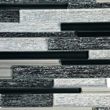 Black & White Random Strip Mix Glass Mosaic Tile