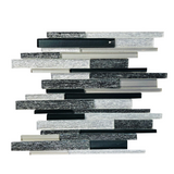 Black & White Random Strip Mix Glass Mosaic Tile