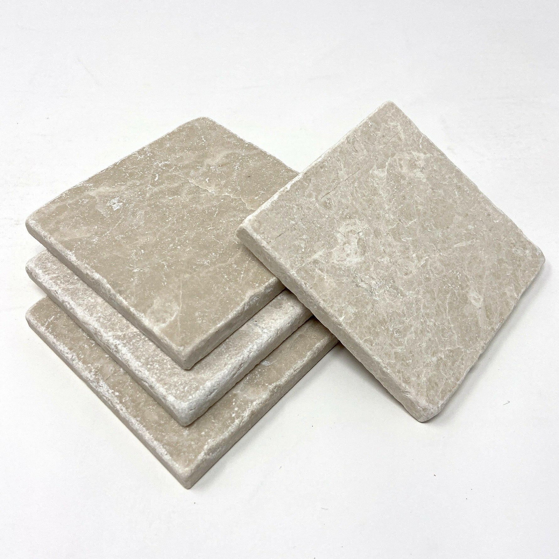 Botticino Beige Marble Handmade Coasters - Set of 4-Marble Coasters-American Tile Depot