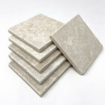 Botticino Beige Marble Handmade Coasters - Set of 6-Marble Coasters-American Tile Depot