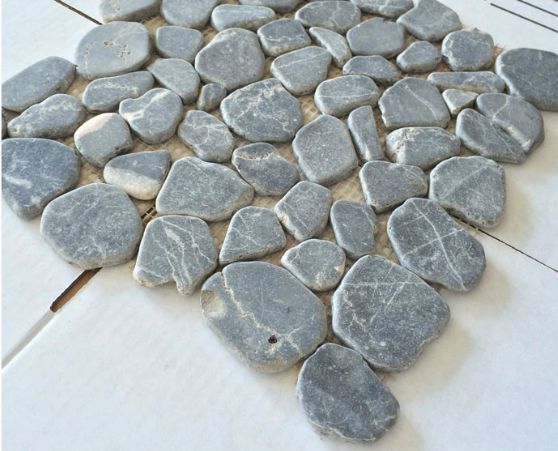 Brook Blue Stone Pebble Marble Mosaic Tile-Marble Mosaic-American Tile Depot