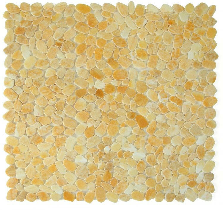 Brook Honey Onyx Pebble Marble Mosaic Tile-Marble Mosaic-American Tile Depot