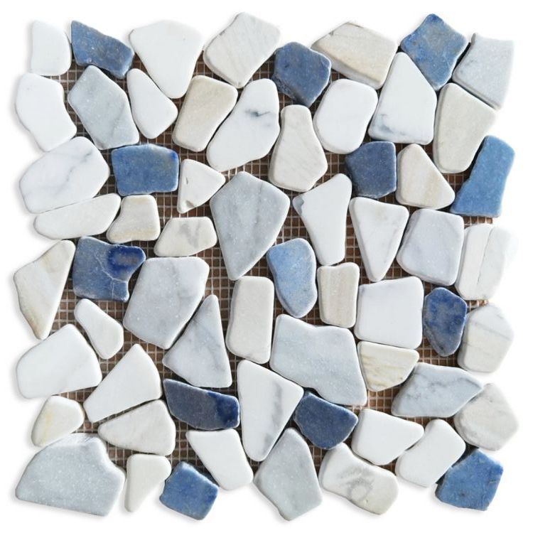 Brook Royal Sapphire Pebble Marble Mosaic Tile-Marble Mosaic-American Tile Depot