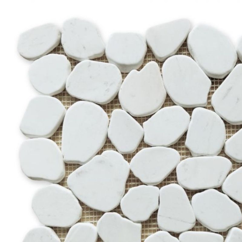 Brook White Pebble Marble Mosaic Tile-Marble Mosaic-American Tile Depot