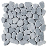 Brook Stormy Grey Pebble Marble Mosaic Tile