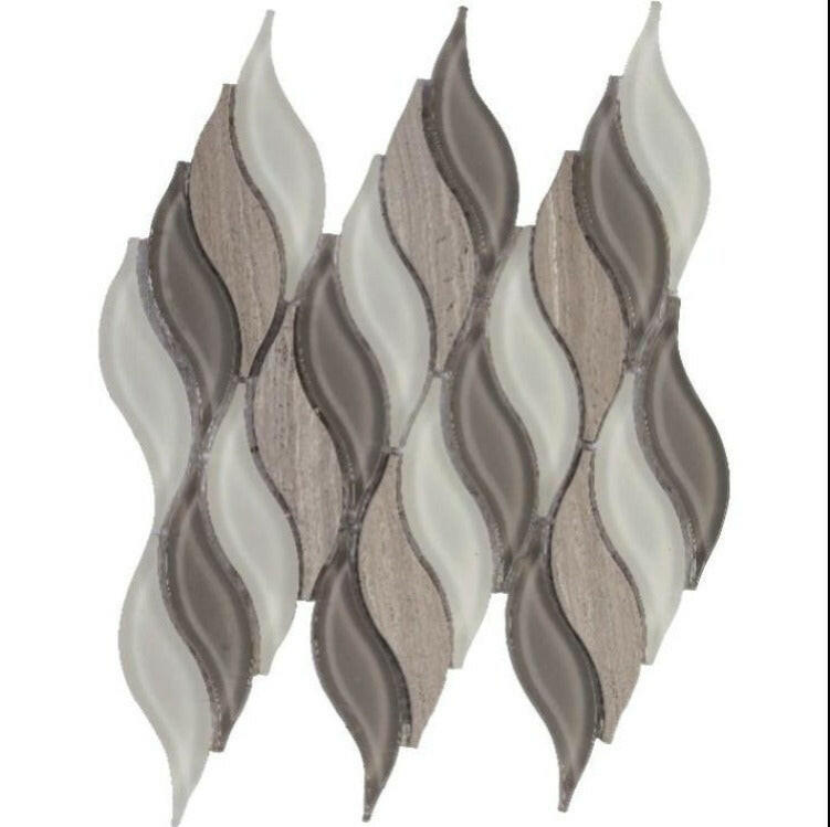 Byzance Grey Wave Mosaic Wall Tile-Mixed Mosaic-American Tile Depot