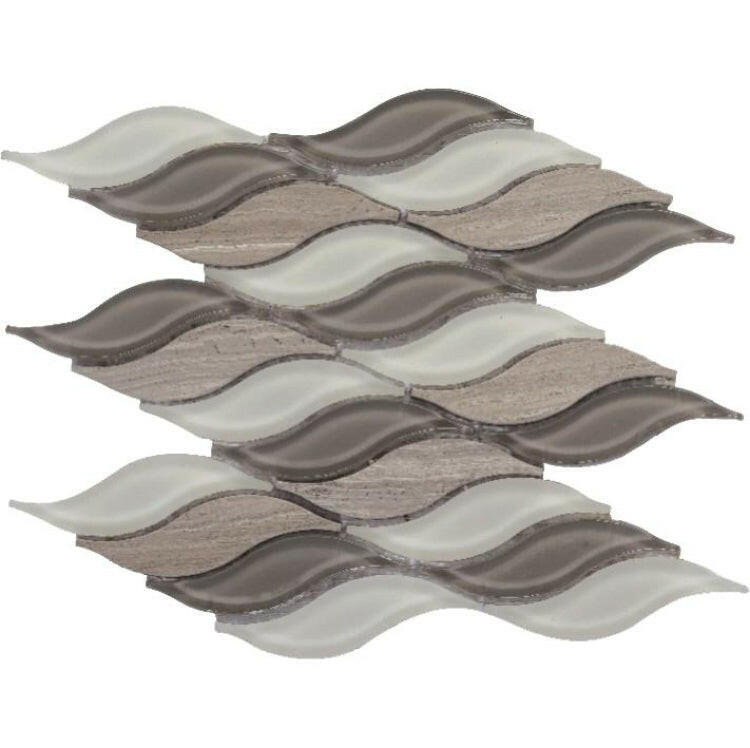 Byzance Grey Wave Mosaic Wall Tile-Mixed Mosaic-American Tile Depot