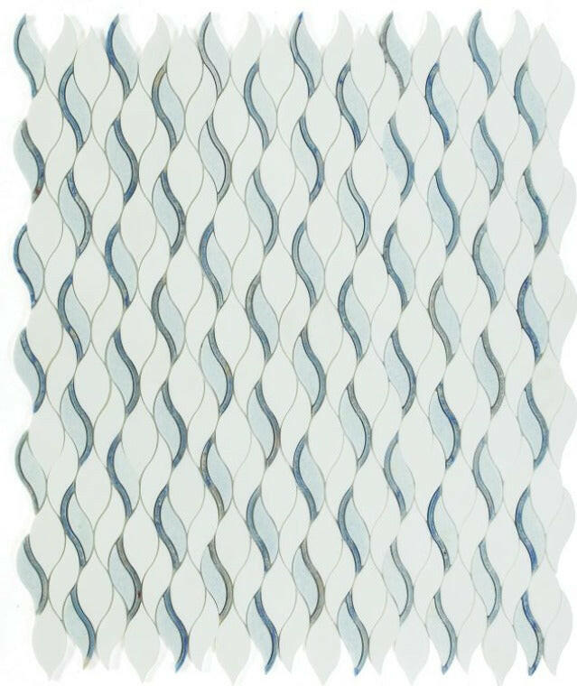 Byzance Sapphire Wave Marble Mosaic Wall Tile-Marble Mosaic-American Tile Depot