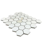 Calacatta Gold Glossy 2" Hexagon Marble Look Porcelain Mosaic Tile-Porcelain Mosaic-American Tile Depot