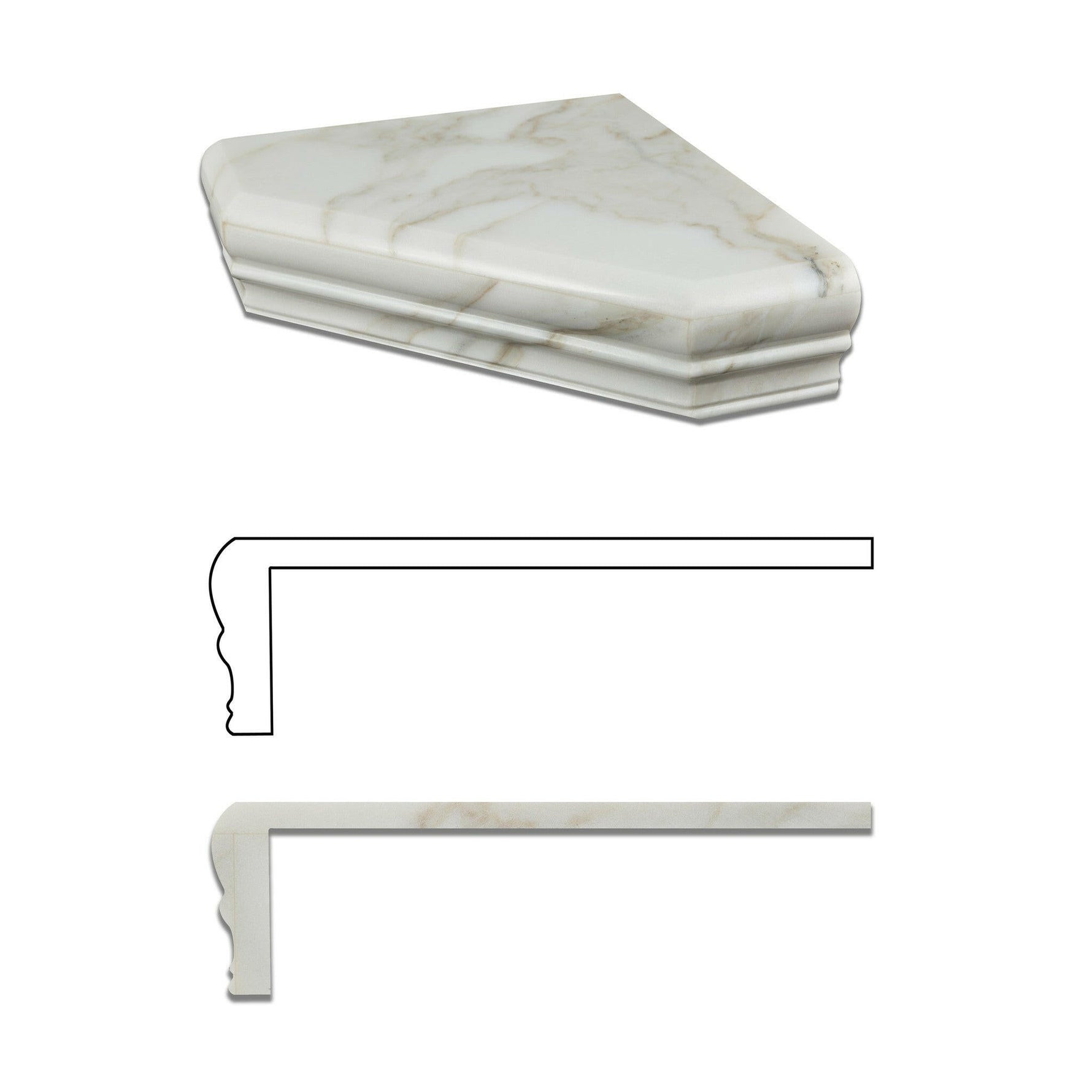 Calacatta Gold Marble Hand-Made Custom Shower Corner Shelf - Honed-Accessories-American Tile Depot