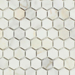 Calacatta Gold Marble Honed 1" Mini Hexagon Mosaic Tile-Marble Mosaic-American Tile Depot