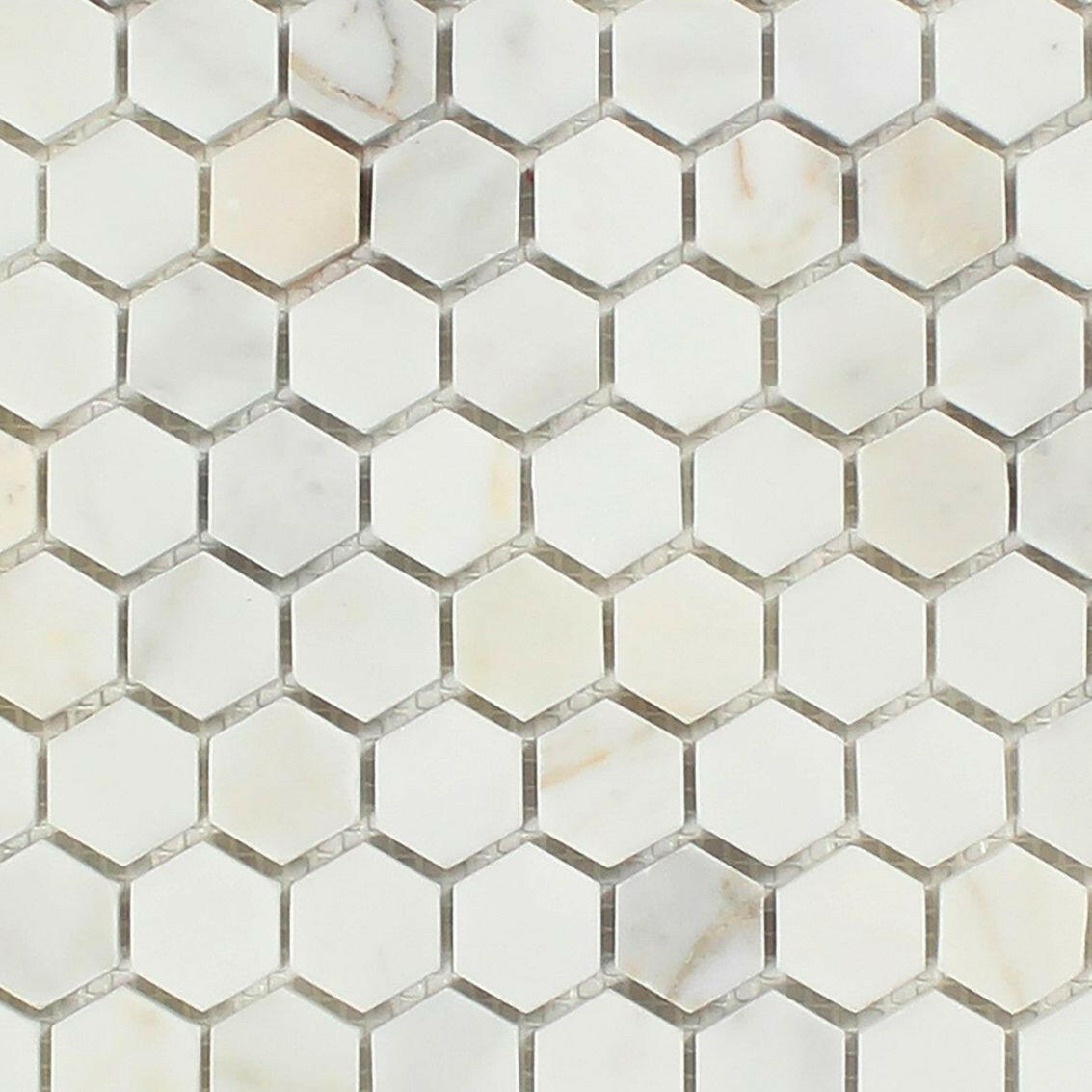 Calacatta Gold Marble Honed 1" Mini Hexagon Mosaic Tile-Marble Mosaic-American Tile Depot