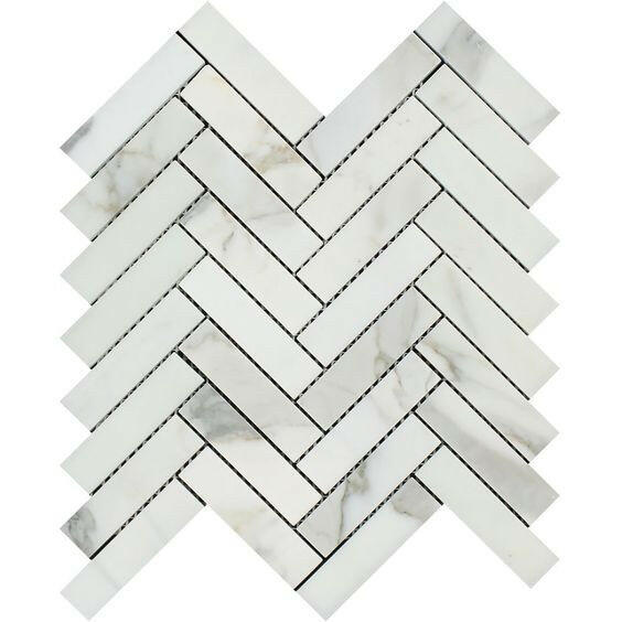 Calacatta Gold Marble Honed 1 x 4 Herringbone Mosaic Tile-Marble Mosaic-American Tile Depot