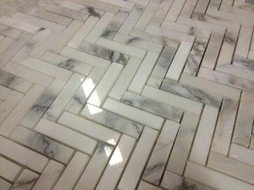 Calacatta Gold Marble Honed 1 x 4 Herringbone Mosaic Tile-Marble Mosaic-American Tile Depot