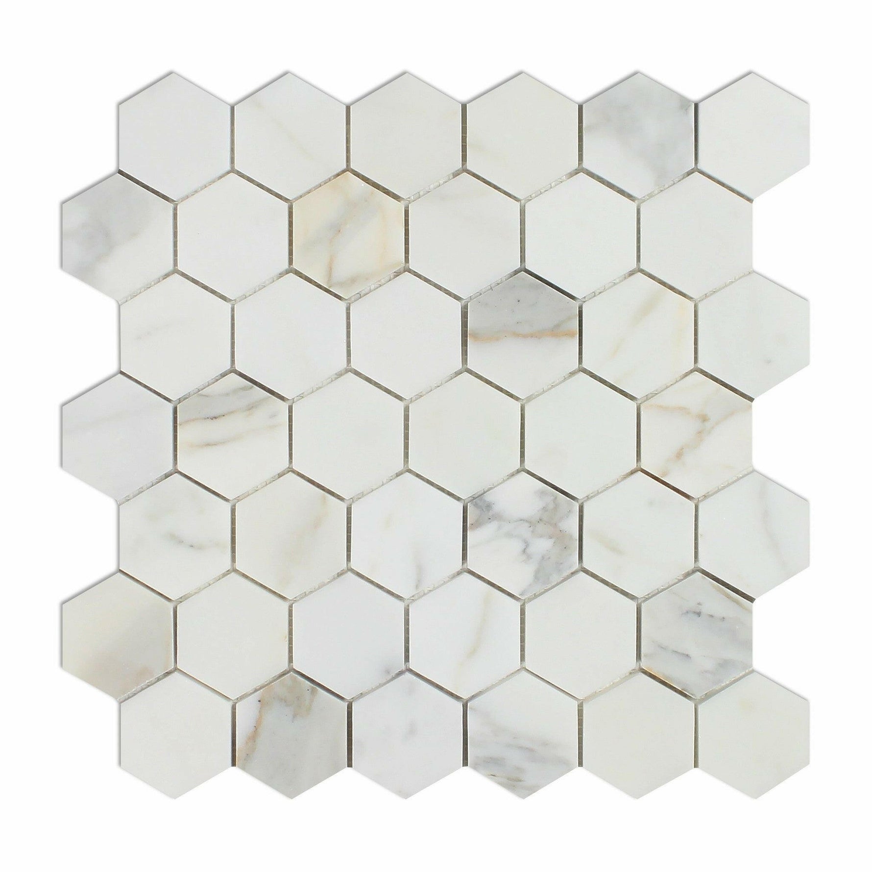 Calacatta Gold Marble Honed 2" Hexagon Mosaic Tile-Marble Mosaic-American Tile Depot