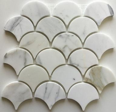 Calacatta Gold Marble Honed 3" Fan Mosaic Tile-Marble Mosaic-American Tile Depot