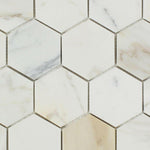 Calacatta Gold Marble Honed 3" Hexagon Mosaic Tile-Marble Mosaic-American Tile Depot