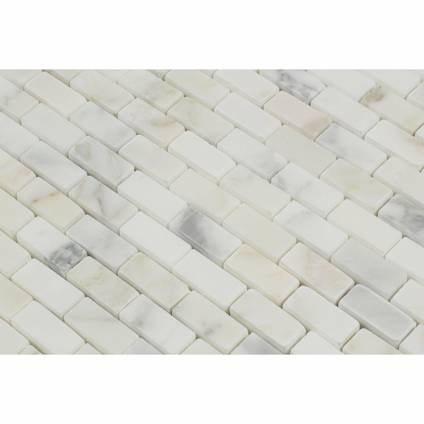 Calacatta Gold Marble Honed Baby Brick Mosaic Tile-Marble Mosaic-American Tile Depot