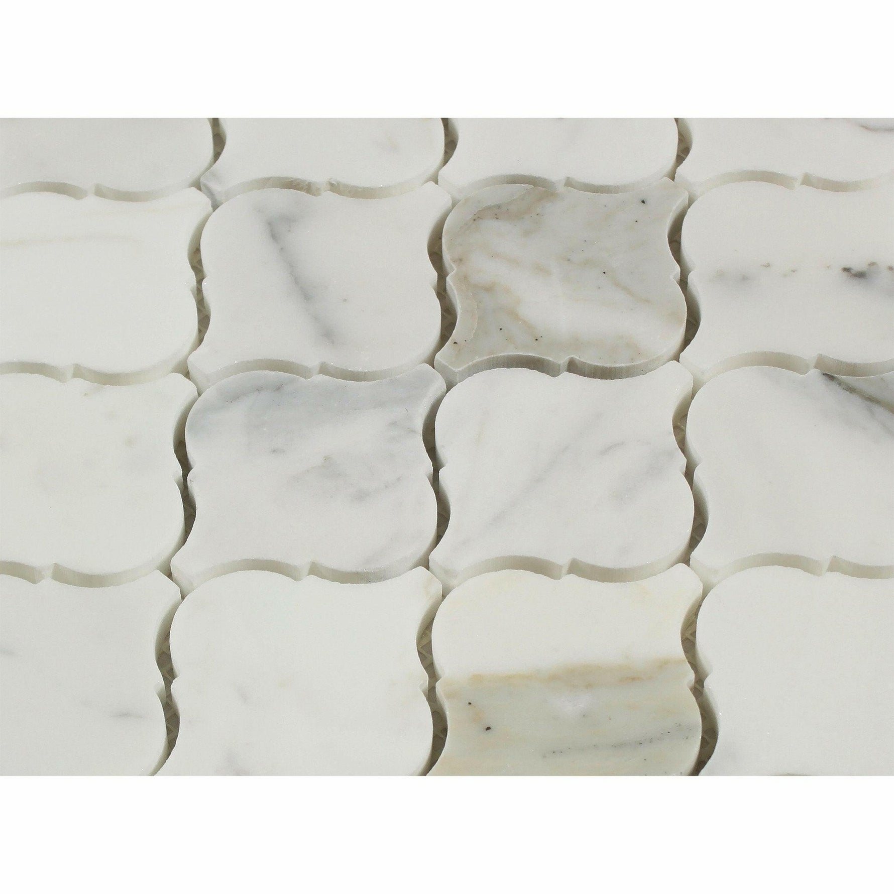 Calacatta Gold Marble Honed Lantern Arabesque Mosaic Tile-Marble Mosaic-American Tile Depot