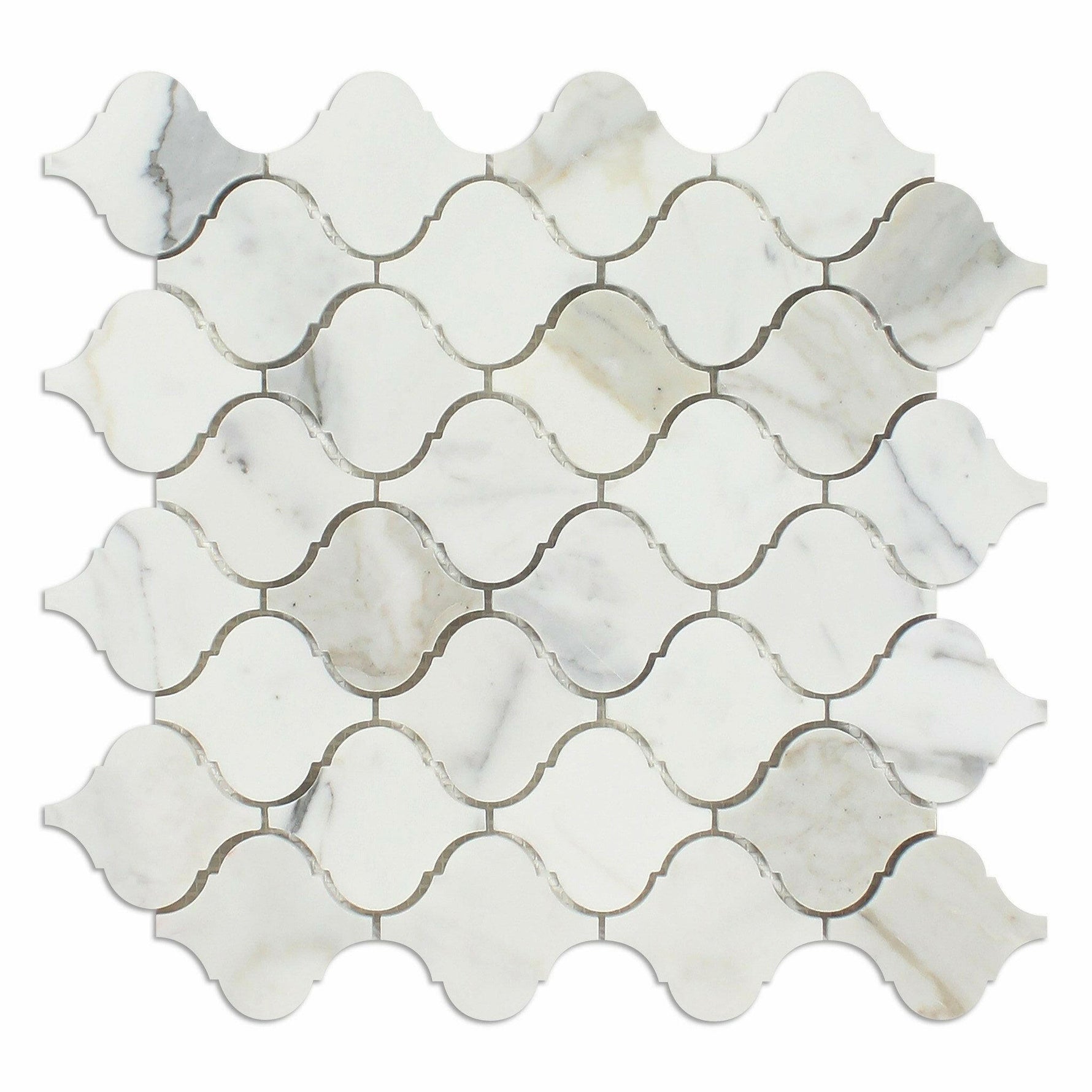 Calacatta Gold Marble Honed Lantern Arabesque Mosaic Tile-Marble Mosaic-American Tile Depot