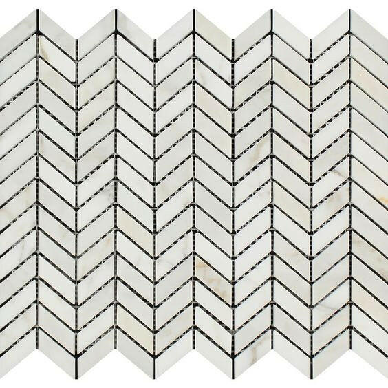 Calacatta Gold Marble Honed Mini Chevron Mosaic Tile-Marble Mosaic-American Tile Depot