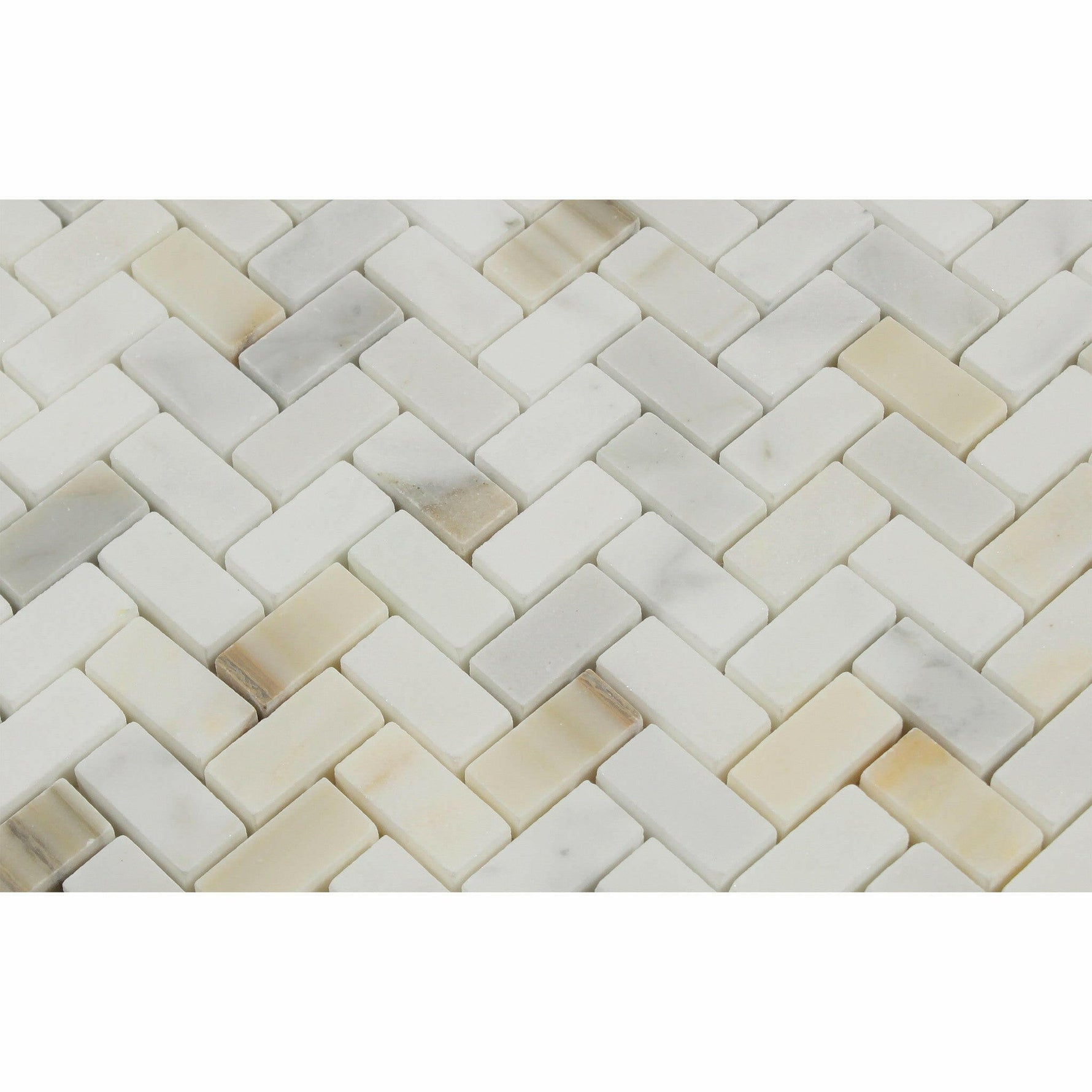 Calacatta Gold Marble Honed Mini Herringbone Mosaic Tile-Marble Mosaic-American Tile Depot