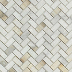 Calacatta Gold Marble Honed Mini Herringbone Mosaic Tile-Marble Mosaic-American Tile Depot