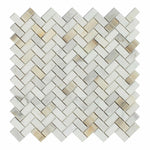 Calacatta Gold Marble Honed Mini Herringbone Mosaic Tile-Marble Mosaic-American Tile Depot