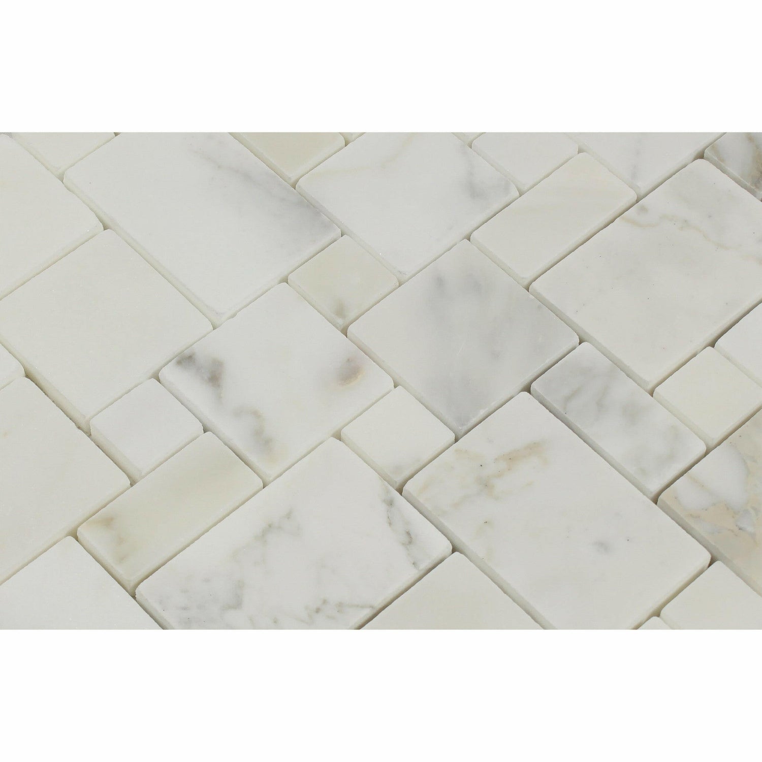 Calacatta Gold Marble Honed Mini Versailles Mosaic Tile-Marble Mosaic-American Tile Depot