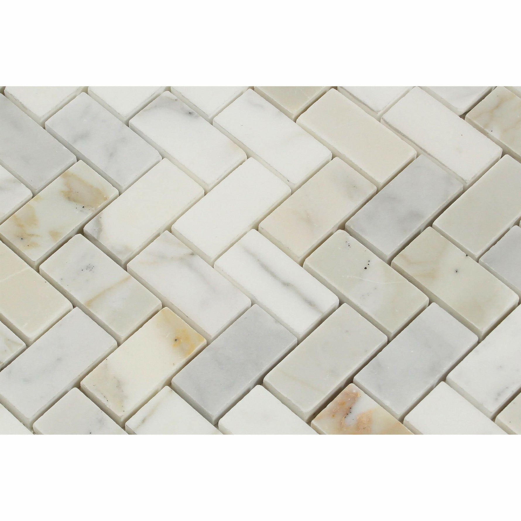 Calacatta Gold Marble Polished 1 x 2 Herringbone Mosaic Tile-Marble Mosaic-American Tile Depot