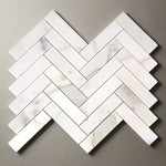 Calacatta Gold Marble Polished 1 x 4 Herringbone Mosaic Tile-Marble Mosaic-American Tile Depot