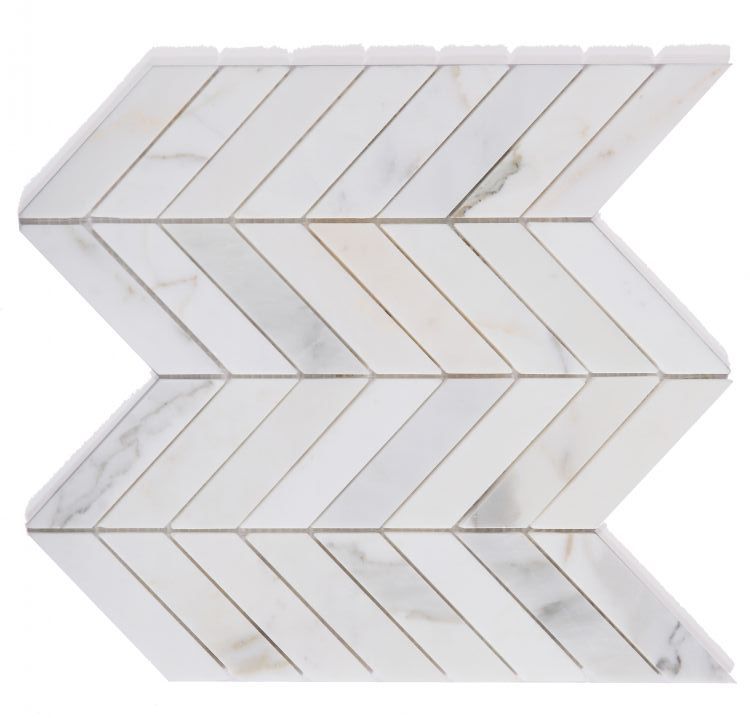 Calacatta Gold Marble Polished 1.5 X 6 Chevron Mosaic Tile-Marble Mosaic-American Tile Depot