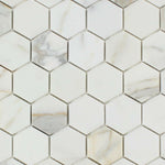 Calacatta Gold Marble Polished 2" Hexagon Mosaic Tile-Marble Mosaic-American Tile Depot