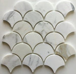 Calacatta Gold Marble Polished 3" Fan Mosaic Tile-Marble Mosaic-American Tile Depot