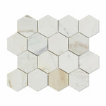 Calacatta Gold Marble Polished 3" Hexagon Mosaic Tile-Marble Mosaic-American Tile Depot