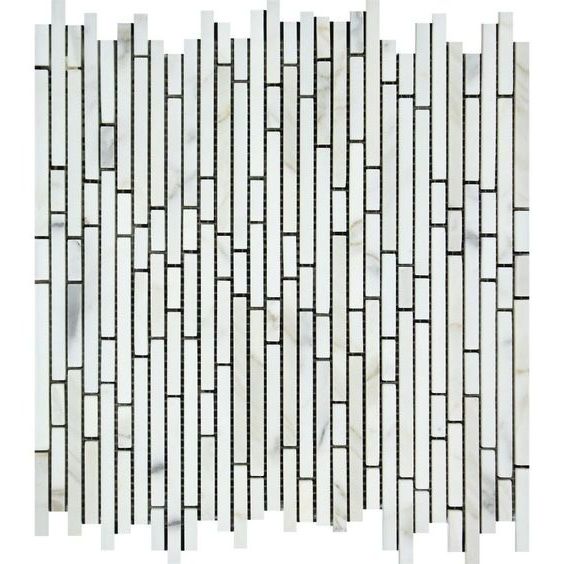 Calacatta Gold Marble Polished Bamboo Sticks Mosaic Tile ( Single Color )-Marble Mosaic-American Tile Depot