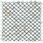 Calacatta Gold Marble Polished Fan Mosaic Tile-Marble Mosaic-American Tile Depot