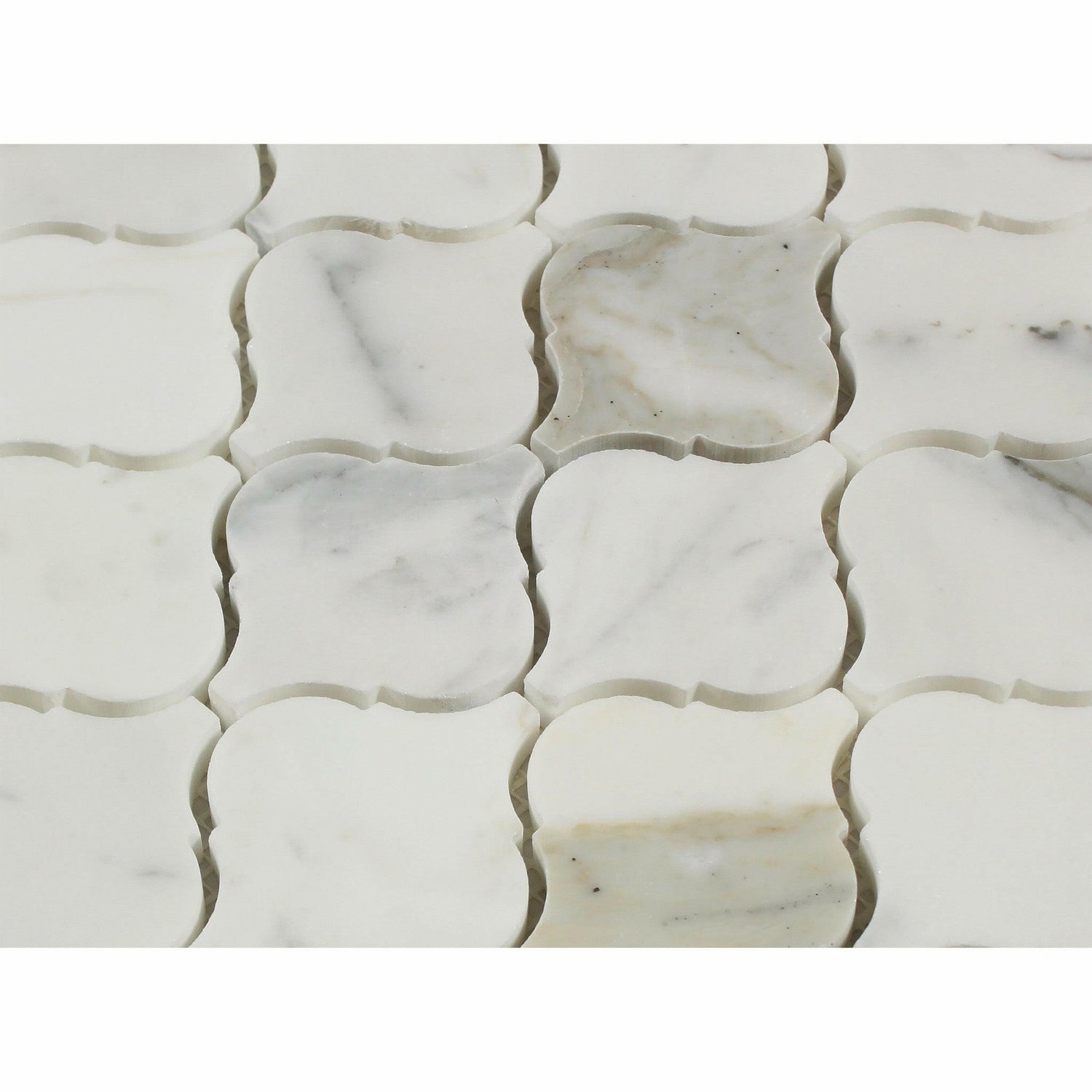 Calacatta Gold Marble Polished Lantern Arabesque Mosaic Tile-Marble Mosaic-American Tile Depot