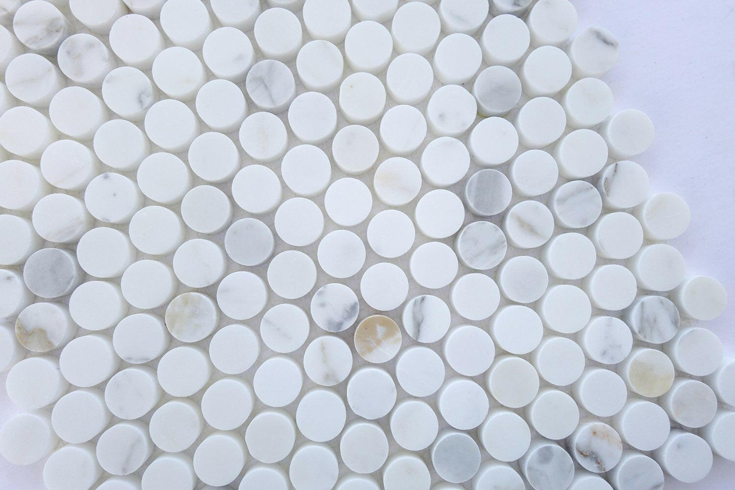 Calacatta Gold Marble Polished Penny Round Mosaic Tile-Marble Mosaic-American Tile Depot