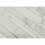 Calacatta Gold Marble Polished Random Strip Mosaic Tile-Marble Mosaic-American Tile Depot