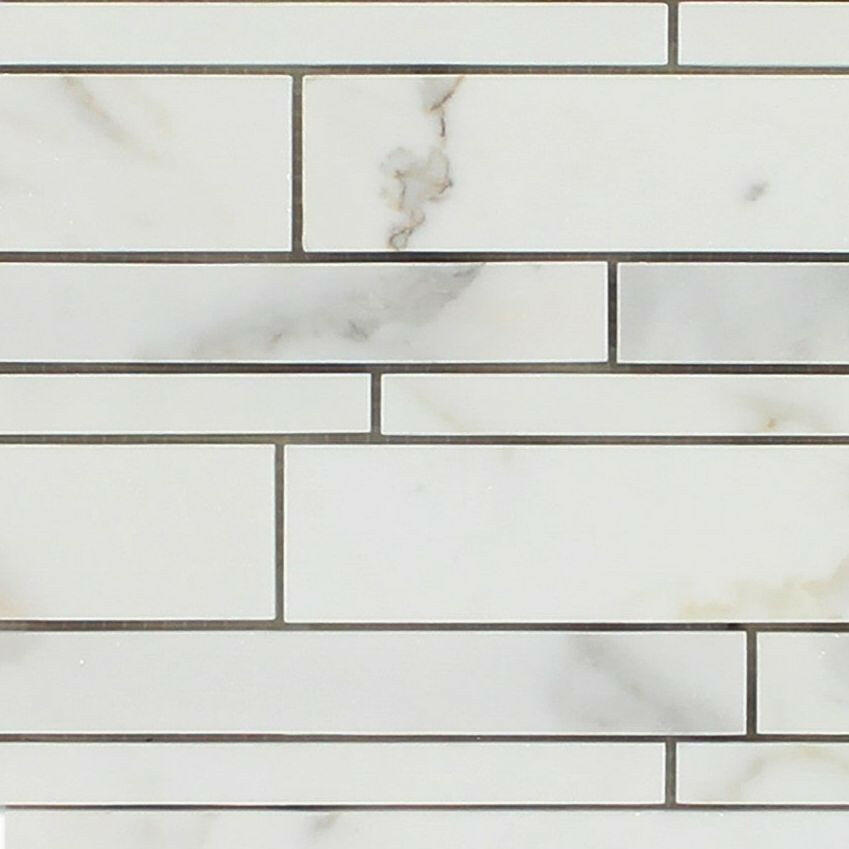 Calacatta Gold Marble Polished Random Strip Mosaic Tile-Marble Mosaic-American Tile Depot