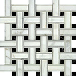 Calacatta Gold Marble Polished Triple Weave Mosaic Tile w / Black Dots-Marble Mosaic-American Tile Depot