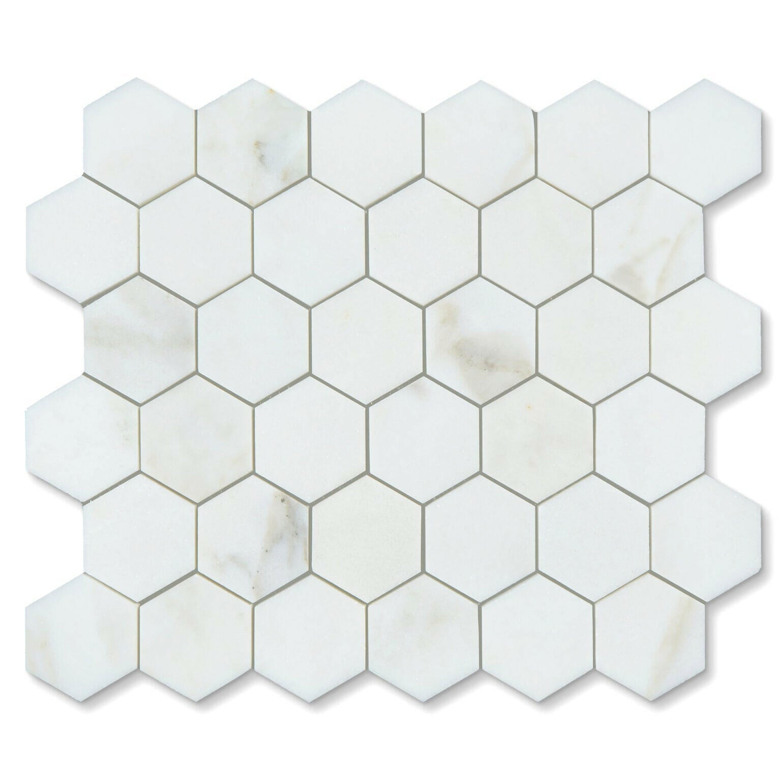 Calacatta Oliva Marble Honed 2" Hexagon Mosaic Tile-Marble Mosaic-American Tile Depot