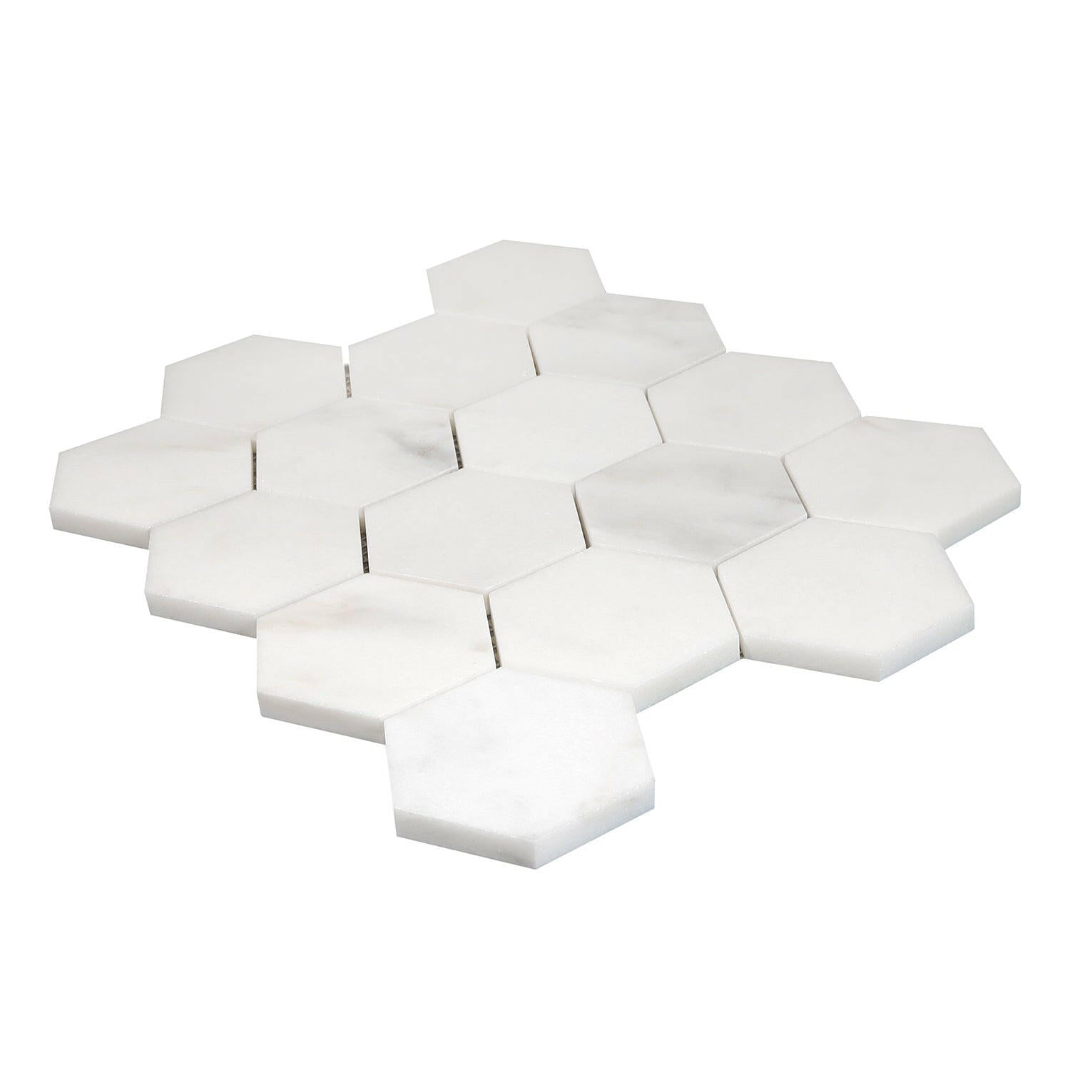 Calacatta Oliva Marble Honed 3" Hexagon Mosaic Tile-Marble Mosaic-American Tile Depot